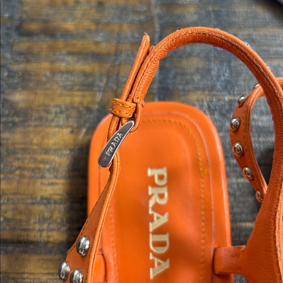 Prada Studded Orange Sandals - Picture 6 of 7
